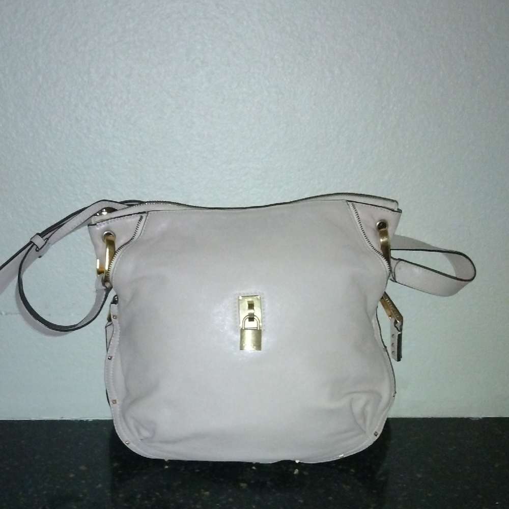 Marc Jacobs Cream Shoulder Bag with Gold Studded Accents